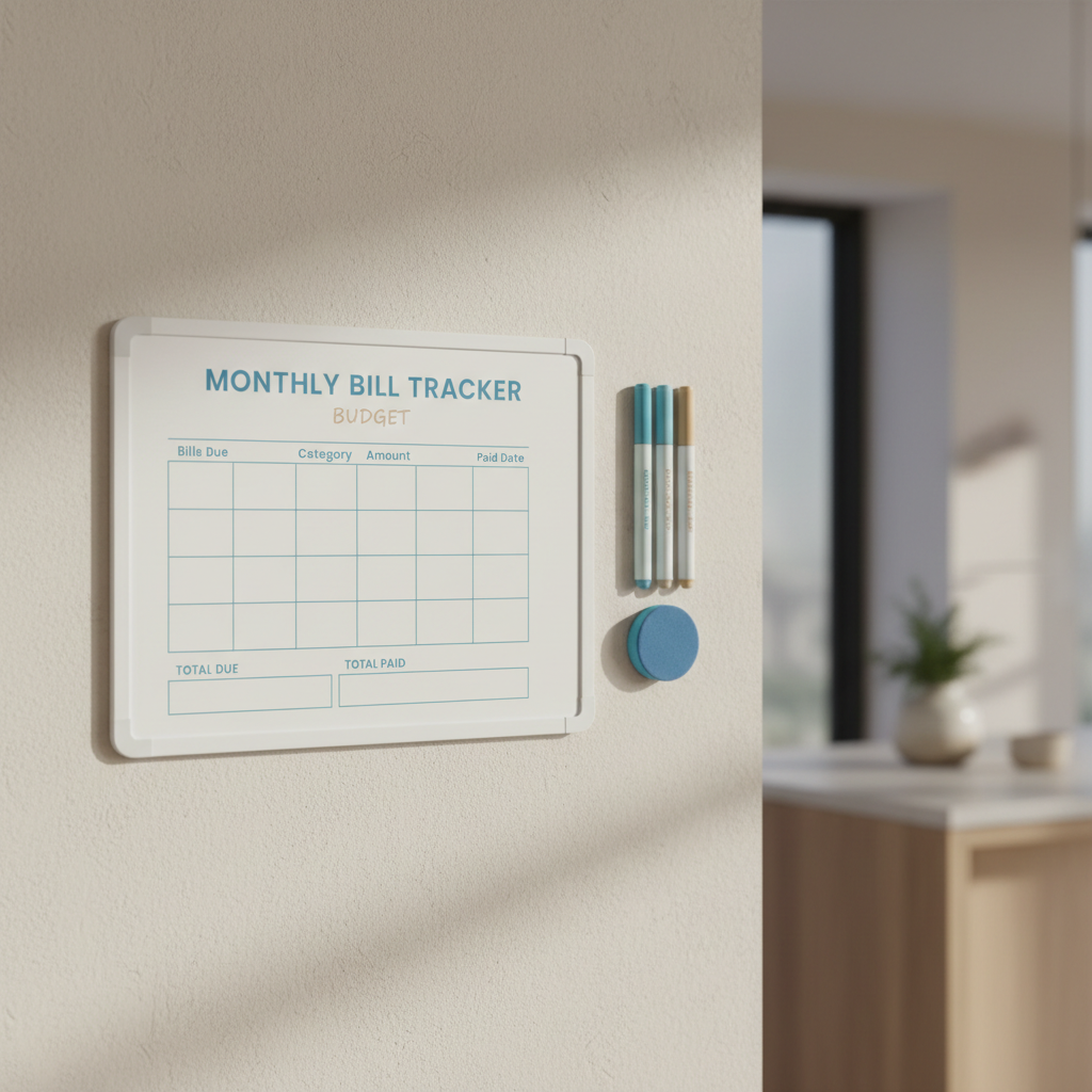 Bill Payment Tracker – Magnetic Whiteboard for Refrigerator | Monthly Budget Planner